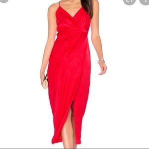 Bardot Red Satin Midi Dress - Revolve